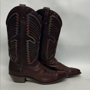 vittorio ricci cowboy boots women’s size 8 1/2 rainbow stitching